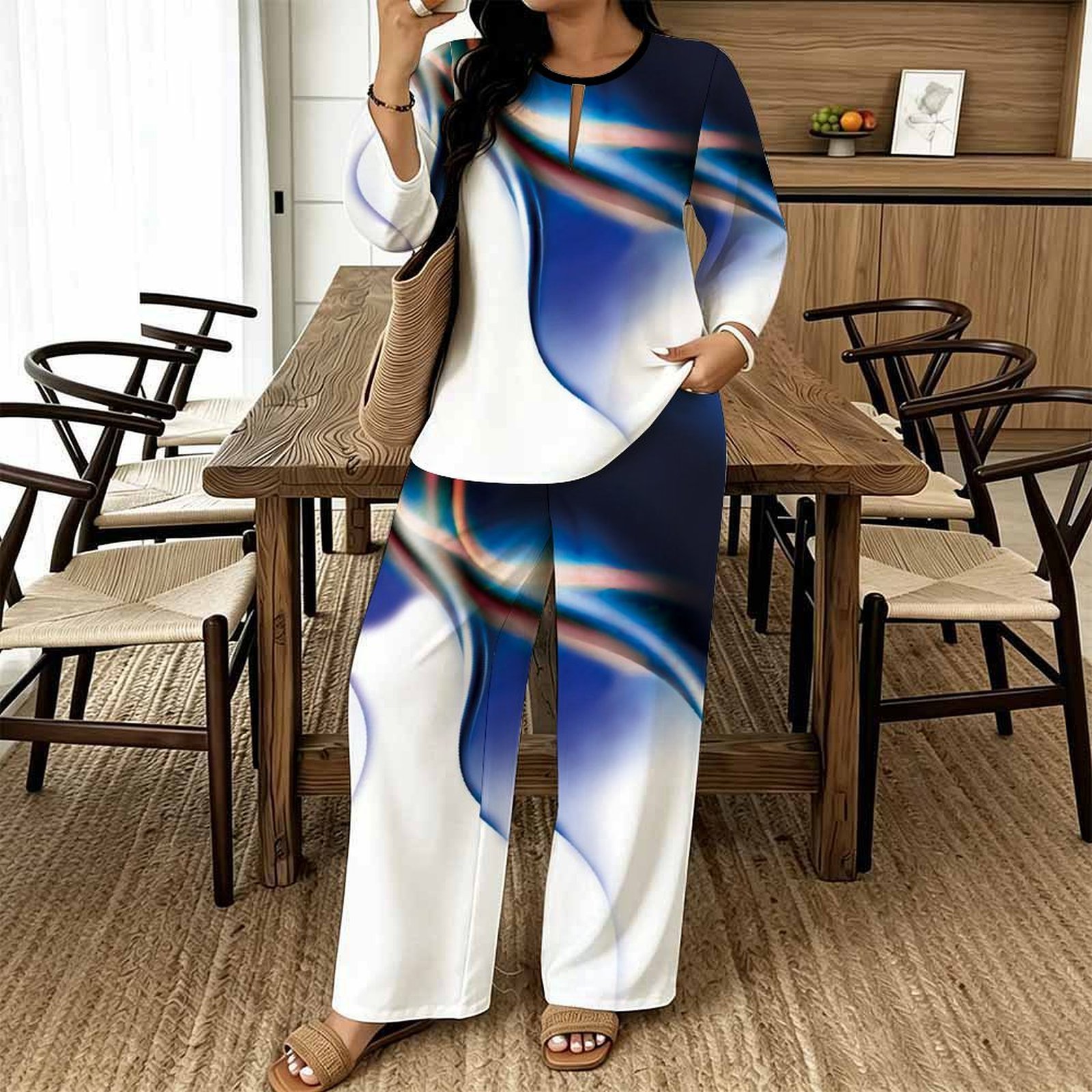 Summer Clothing Model - Women Casual Print Two Piece Set