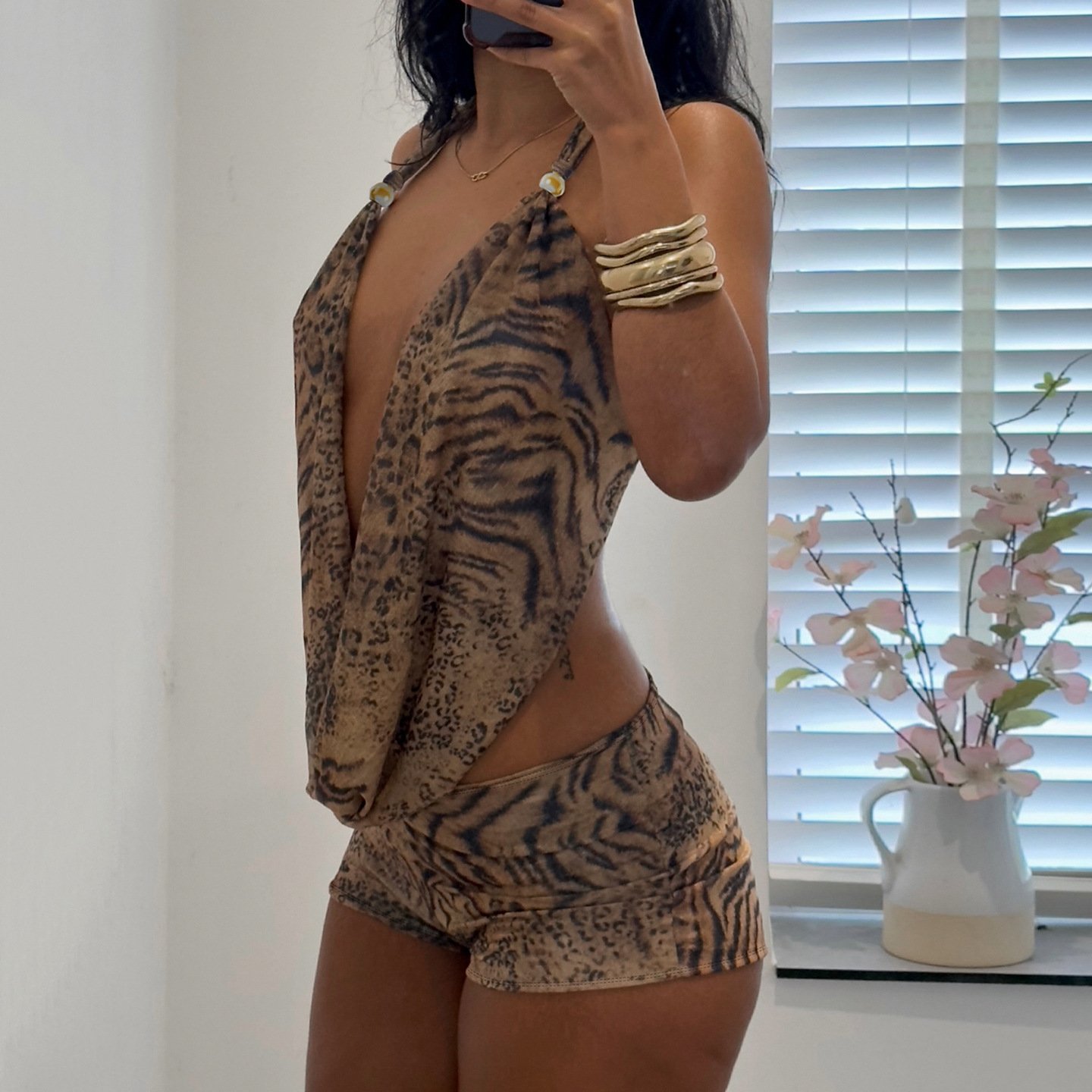 Summer Clothing Model - Woman's Leopard Print 2 Piece Set