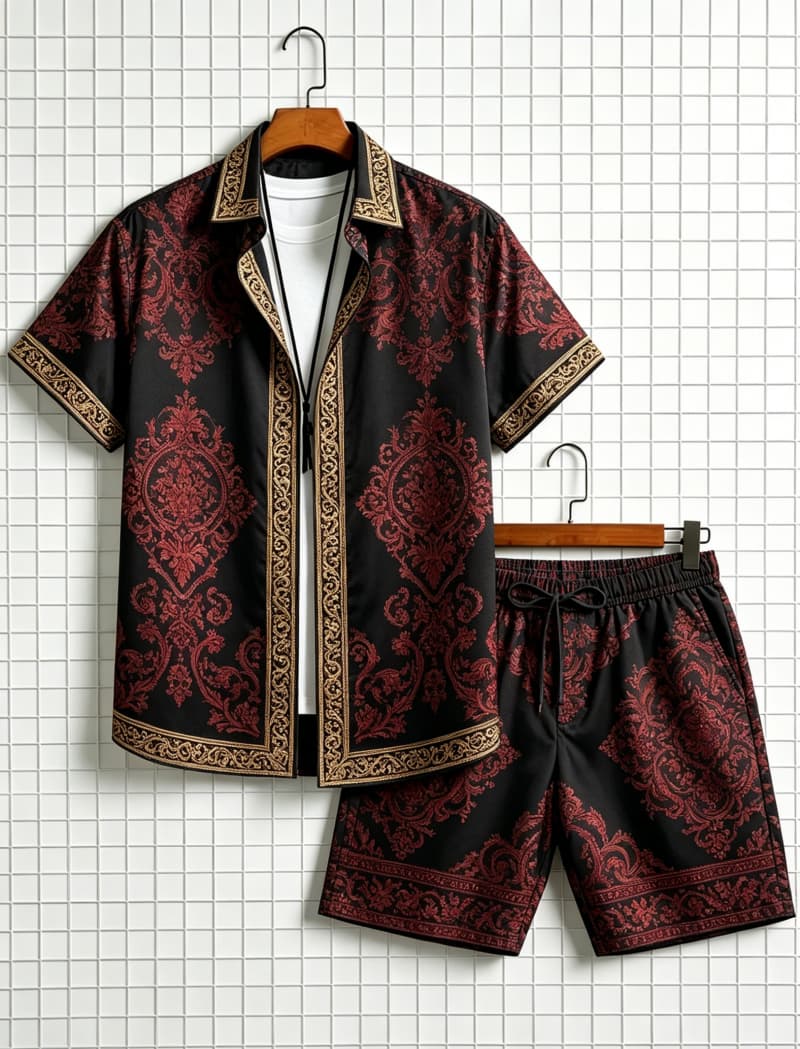 Summer Clothing Haul - Men's ethnic border printed short sleeved