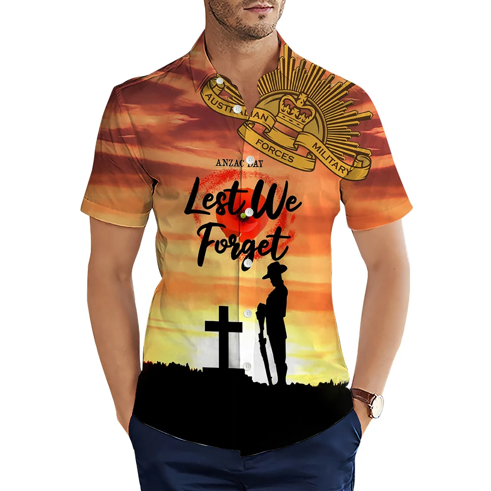Summer Days Clothing - HXFashion Men's Shirts Anzac Day Lest