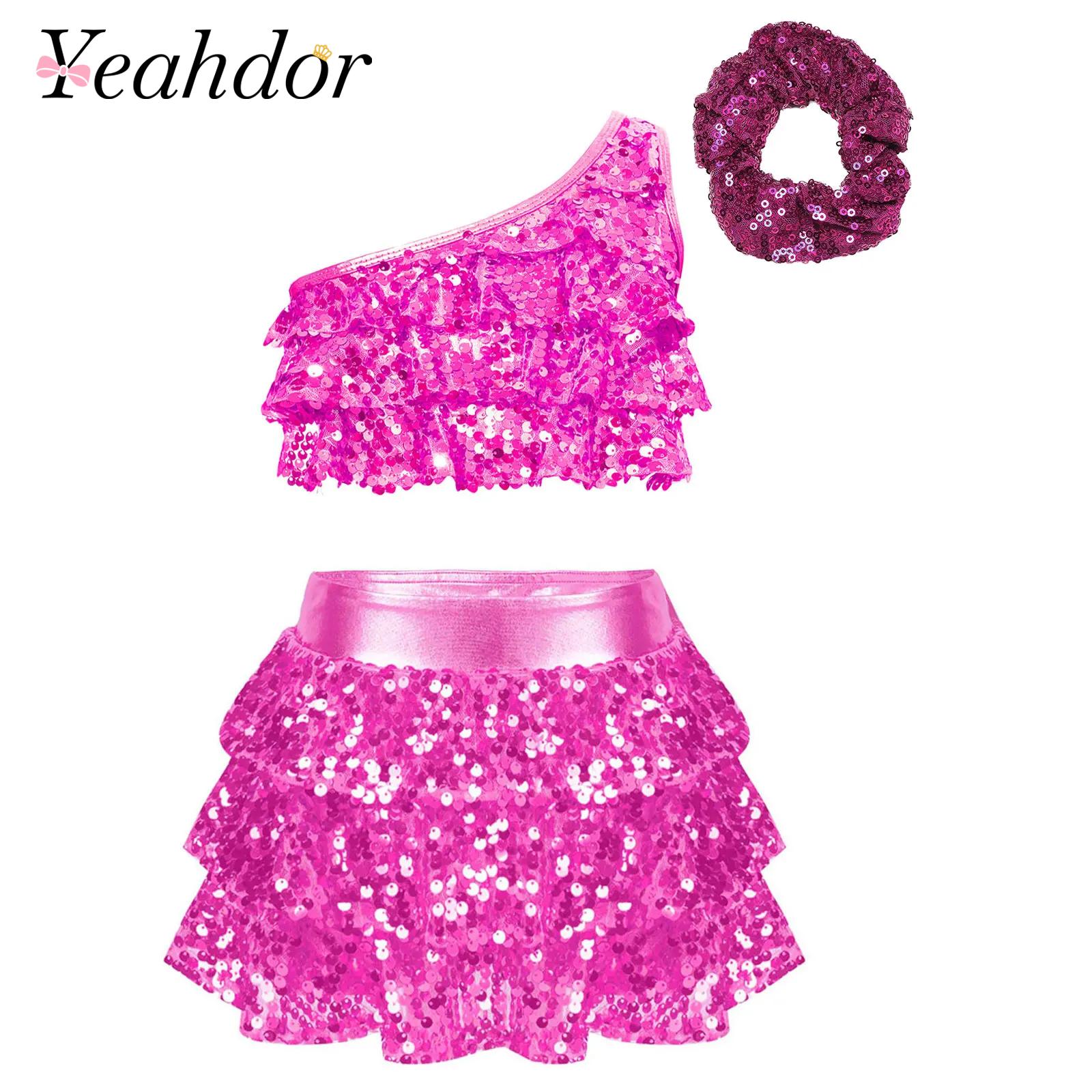 Summer Clothing Girl - Kids Girls Shiny Sequins Latin Jazz