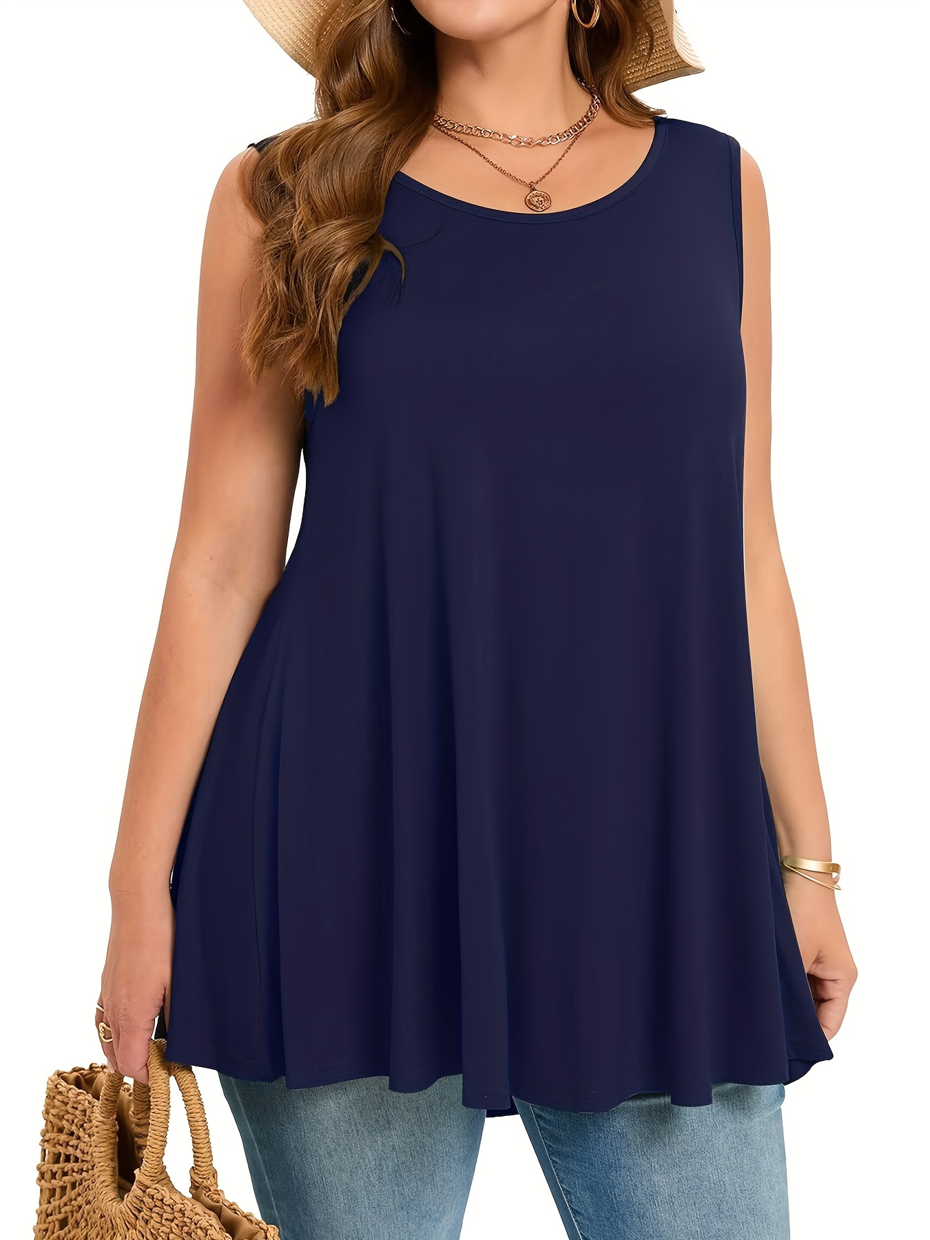 Plus Size Simple Solid Tank To - Summer Upf Clothing recension och pris
