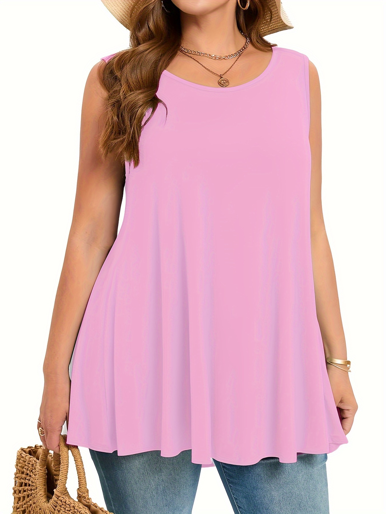 Plus Size Simple Solid Tank To - Summer Upf Clothing recension och pris