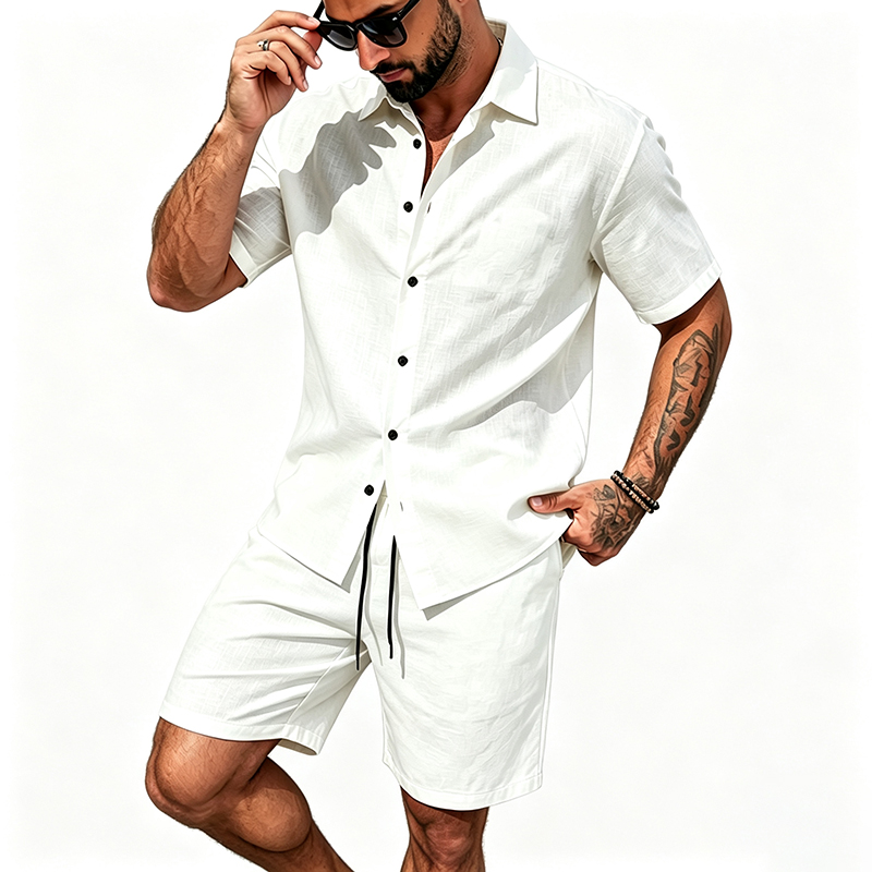 Men Linen Two Piece Outfit Sho - Summer Clothing Guys recension och pris