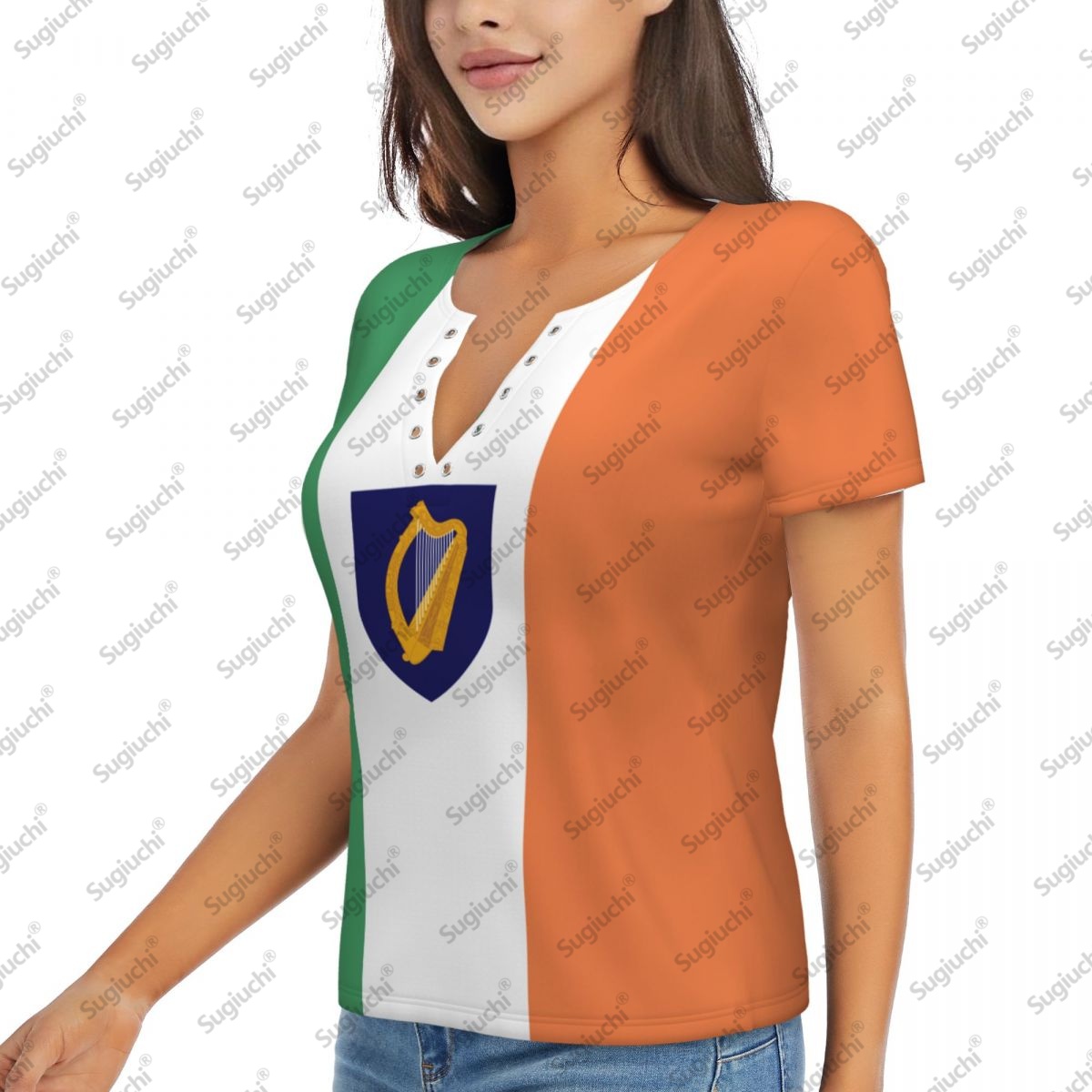 2025 Ireland Flag Sexy Deep V  - Ireland Summer Clothing recension och pris