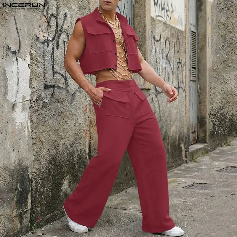 INCERUN Men Sets Solid Sleevel - Summer Clothing Guys recension och pris