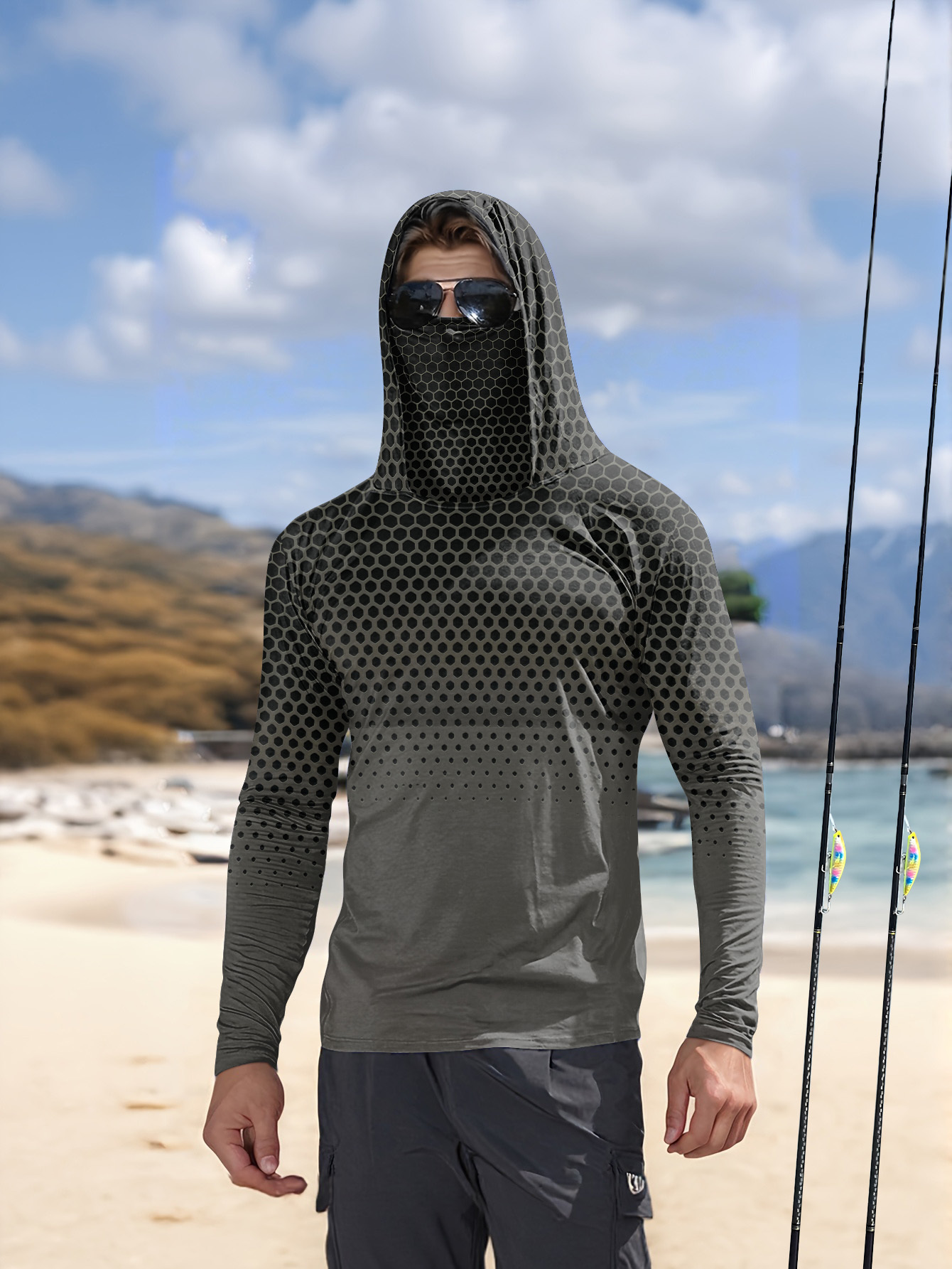 Men Hood Fishing Shirt long sl - Summer Clothing Long Sleeve recension och pris