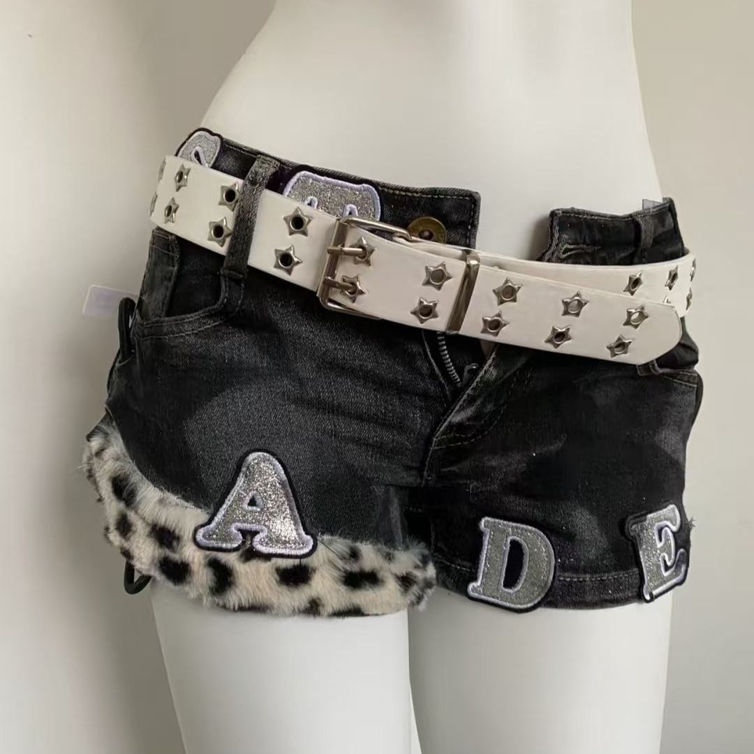 Y2k Embroidered Patch Denim Sh - Summer Clothing Girl recension och pris