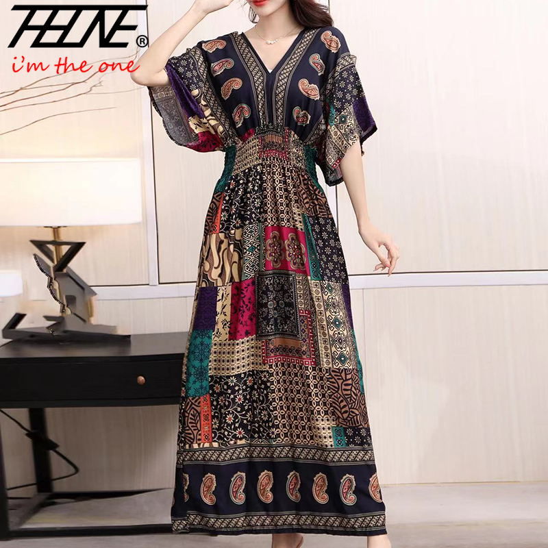 Women Dress Summer 2024 Maxi L - Indian Summer Vintage Clothing recension och pris
