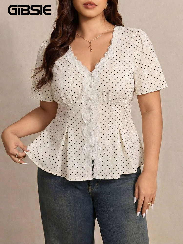 GIBSIE Plus Size Polka Dot Con - Summer Upf Clothing recension och pris
