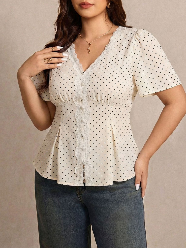 GIBSIE Plus Size Polka Dot Con - Summer Upf Clothing recension och pris
