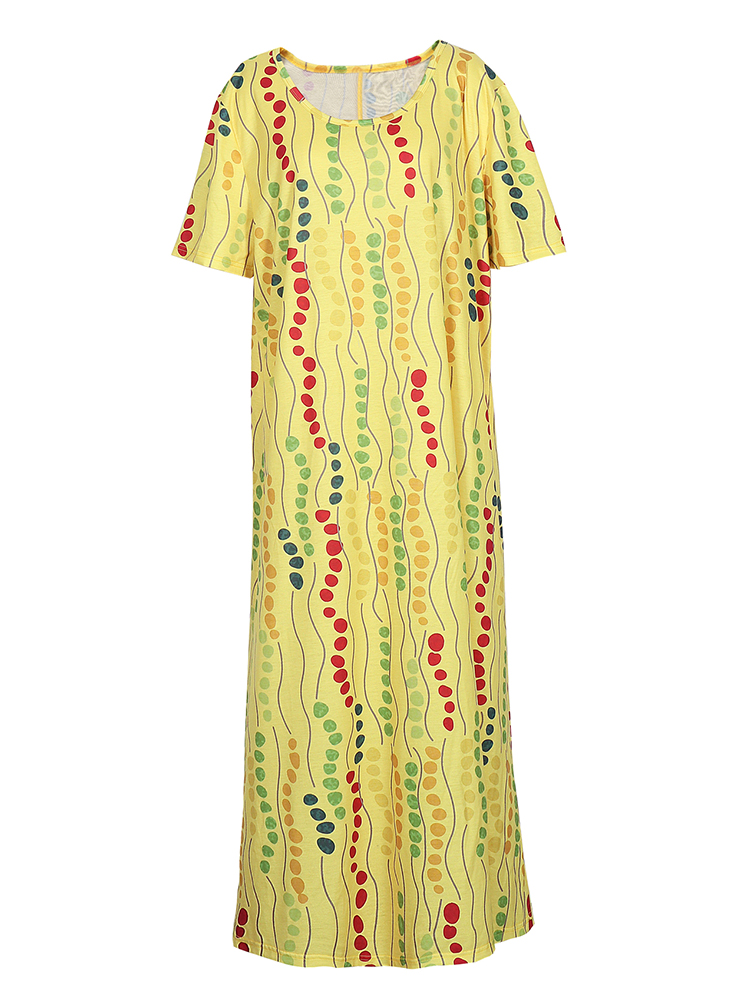 Plus Size Yellow Printed Midi  - Summer Upf Clothing recension och pris