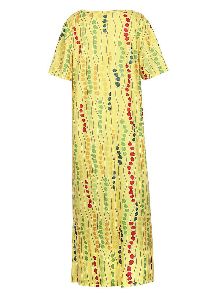 Plus Size Yellow Printed Midi  - Summer Upf Clothing recension och pris